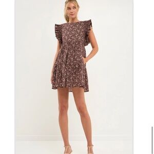 Floral Babydoll Mini dress size small. English Factory brand! Never been worn
